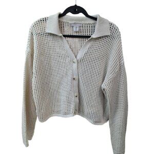 Boho Ivory Open Knit Long Sleeve Cardigan